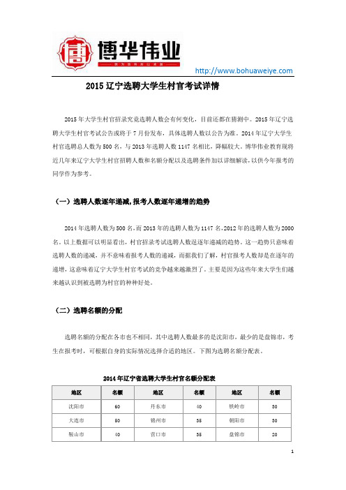 2015年辽宁选聘大学生村官报考指南