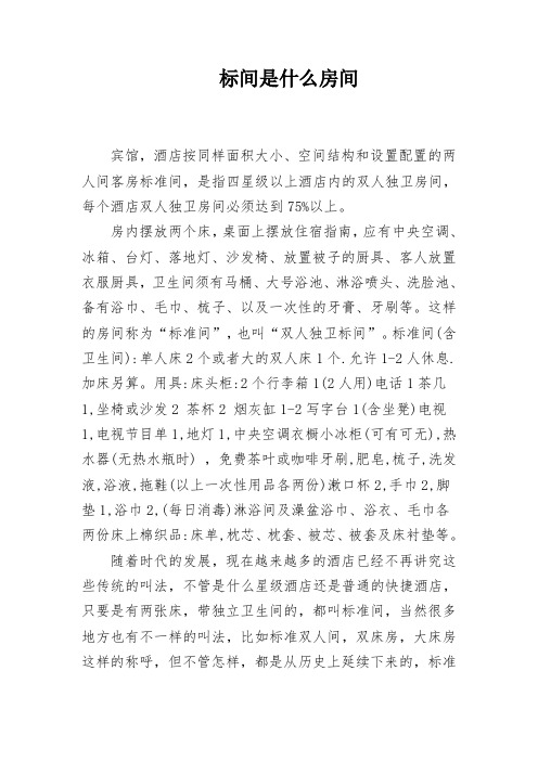 标间是什么房间