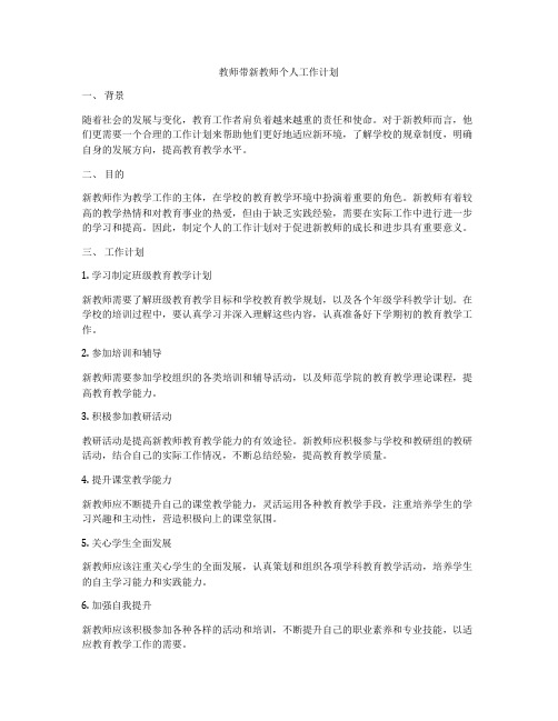 教师带新教师个人工作计划