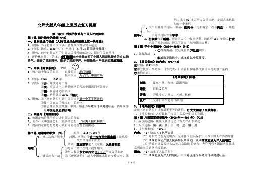 八年级历史上册复习提纲