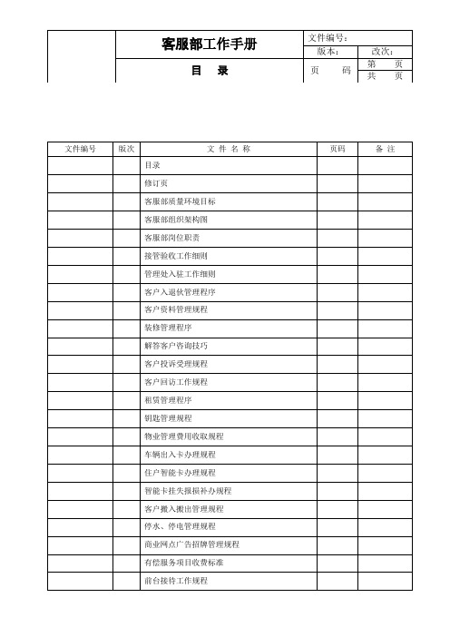 物业管理客户服务部工作手册