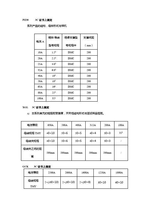 3C证书规定铜排选择