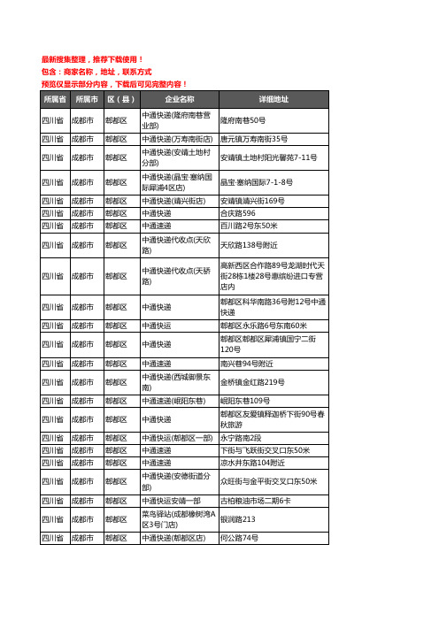 新版四川省成都市郫都区中通快递企业公司商家户名录单联系方式地址大全79家