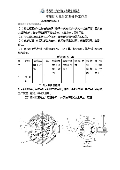 04任务工作单(液压动力元件装调)解读