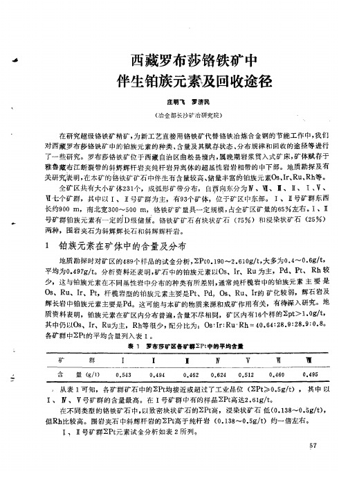 西藏罗布莎铬铁矿中伴生铂族元素及回收途径