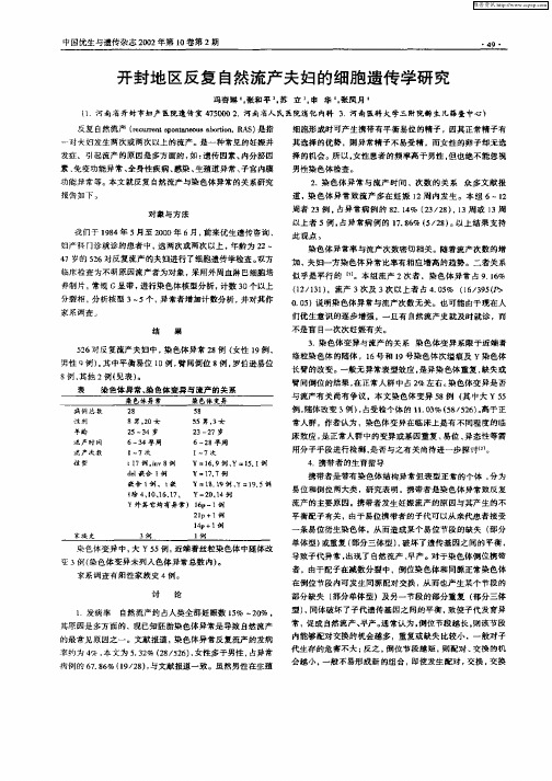 开封地区反复自然流产夫妇的细胞遗传学研究