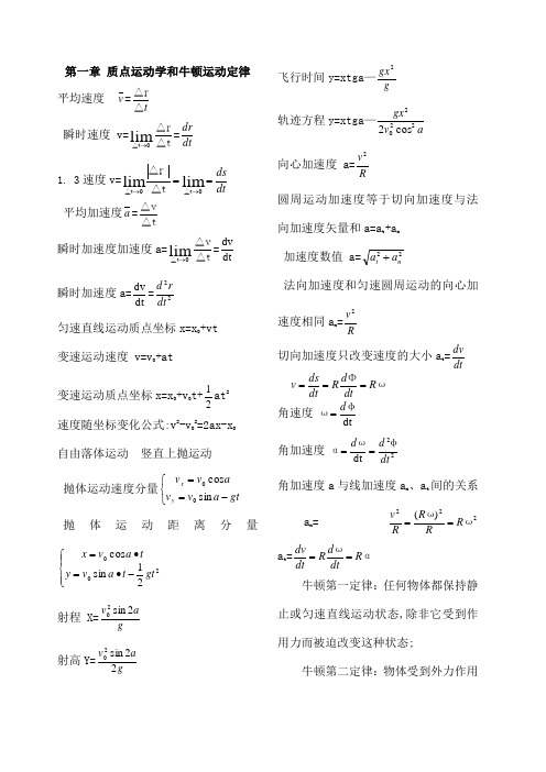 大学物理公式大全