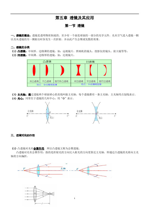 八年级物理上册人教版第五章透镜及其应用知识点(超精华)