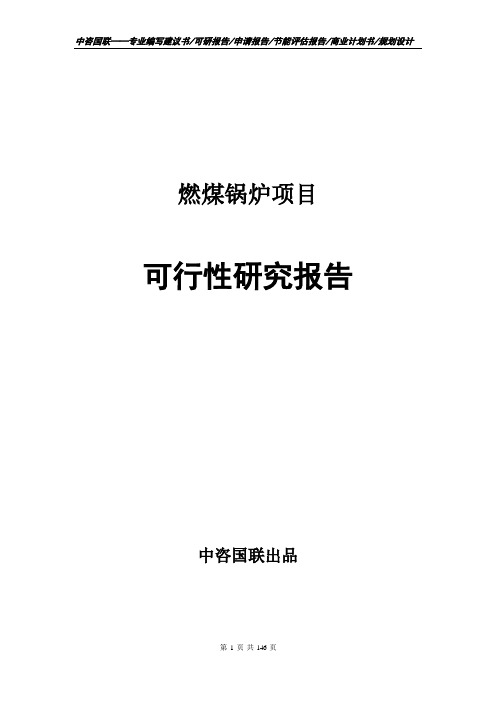 燃煤锅炉项目立项申请报告书