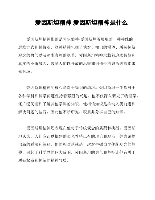 爱因斯坦精神 爱因斯坦精神是什么