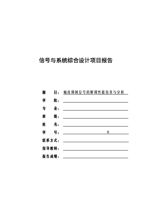 幅度调制信号的解调性能仿真与分析 (2)