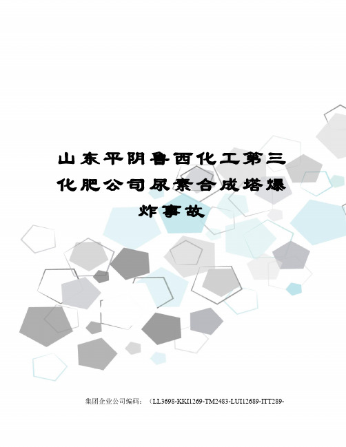 山东平阴鲁西化工第三化肥公司尿素合成塔爆炸事故