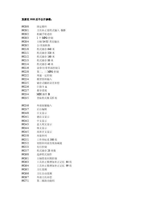 fanuc发那科0I-9000参数及0M的一些参数维修说明书故障分析解决