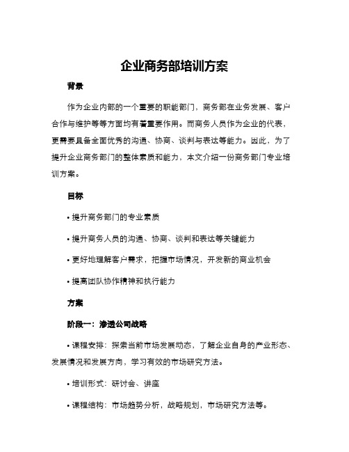 企业商务部培训方案