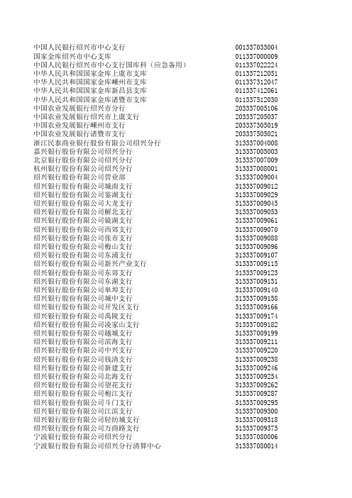 绍兴小银行行号