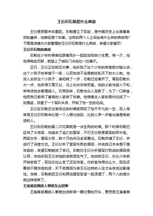 王衍识石勒是什么典故