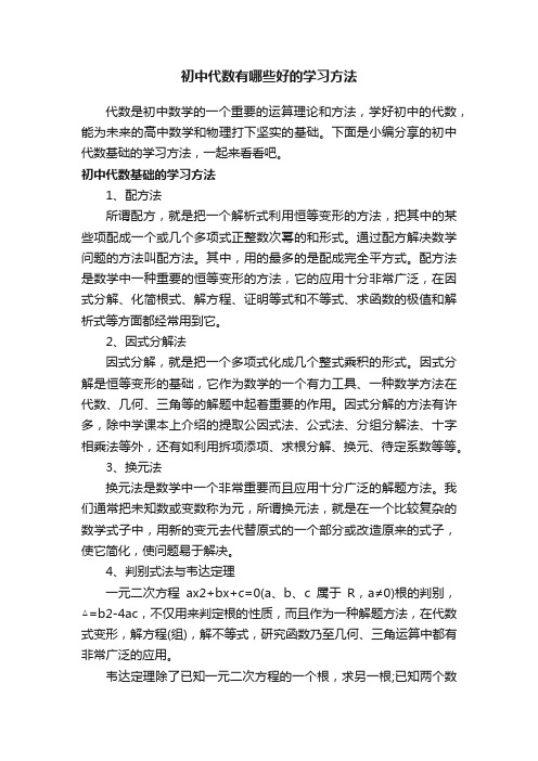 初中代数有哪些好的学习方法