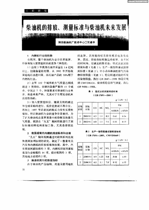 柴油机的排放、测量标准与柴油机未来发展