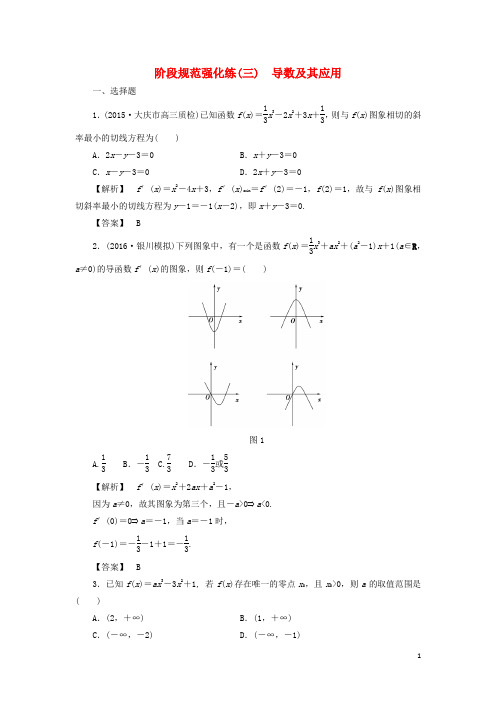 非常考案通用版2017版高考数学一轮复习阶段规范强化练3导数及其应用