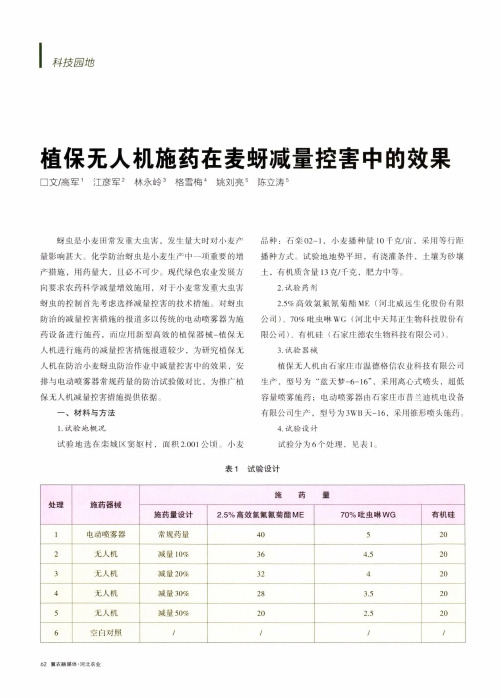 植保无人机施药在麦蚜减量控害中的效果