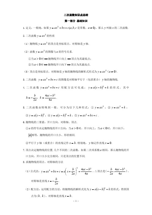 二次函数知识点总结及相关典型题目