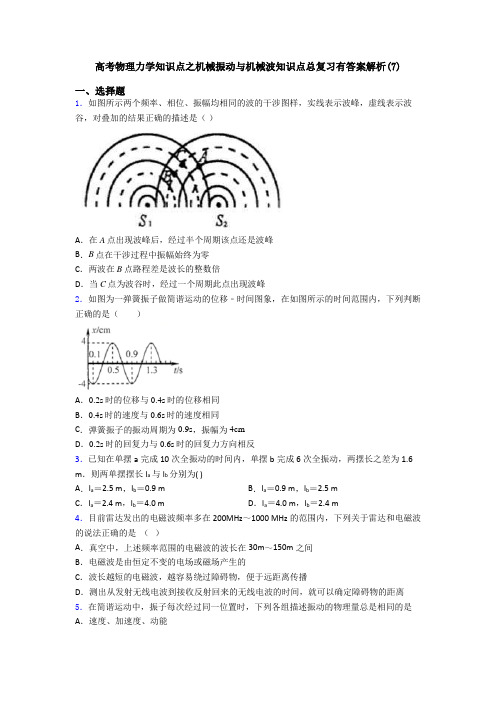 高考物理力学知识点之机械振动与机械波知识点总复习有答案解析(7)