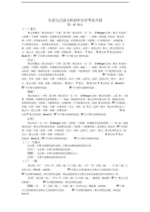 实变与泛函分析初步自学考试大纲