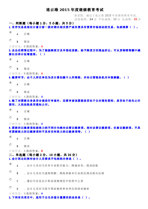 2015连云港继续教育