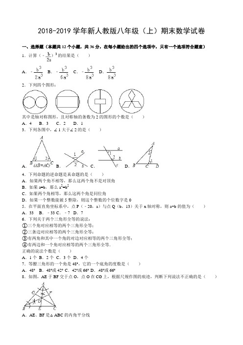 2018-2019学年新人教版八年级(上)期末数学测试题