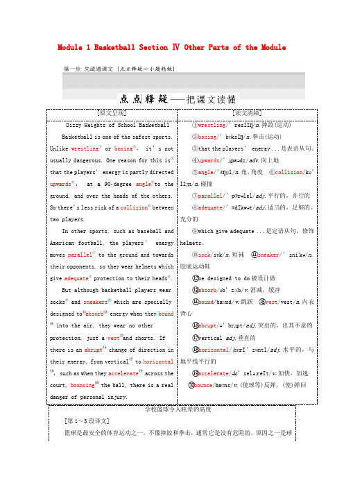 2017-2018学年高中英语 Module 1 Basketball Section Ⅳ Othe