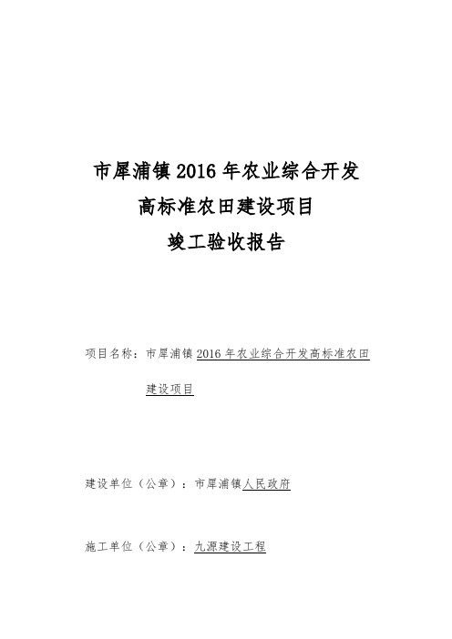 高标准农田竣工验收报告(定稿)