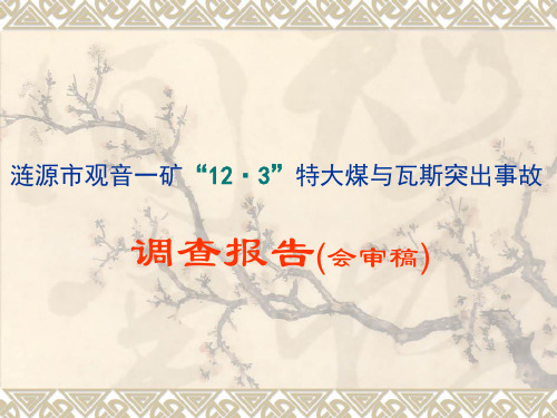 涟源市观音一矿123特大煤与瓦斯突出事故调查报告