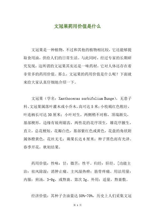 文冠果药用价值是什么