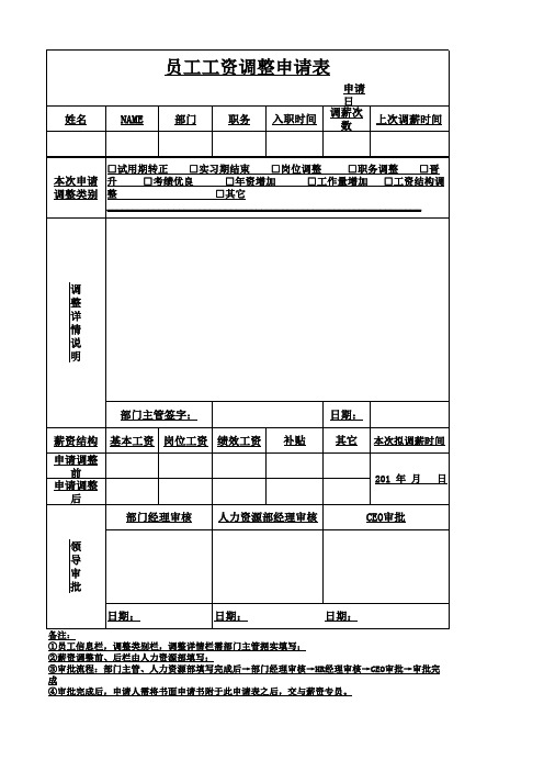 员工工资调整申请表-工资调整申请表怎么写