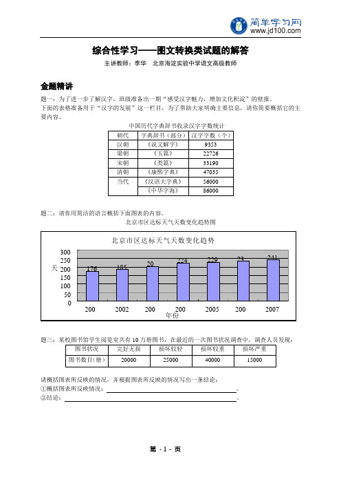 专题 综合性学习——图文转换类试题的解答-讲义