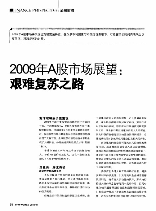 2009年A股市场展望：艰难复苏之路