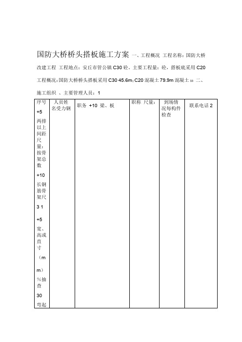 桥梁桥头搭板施工方案