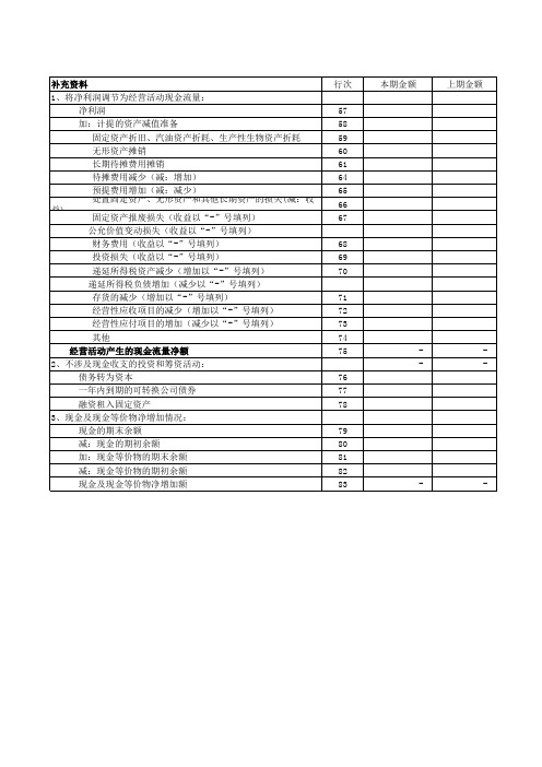 会计报表(现金流量表及报表附表等)