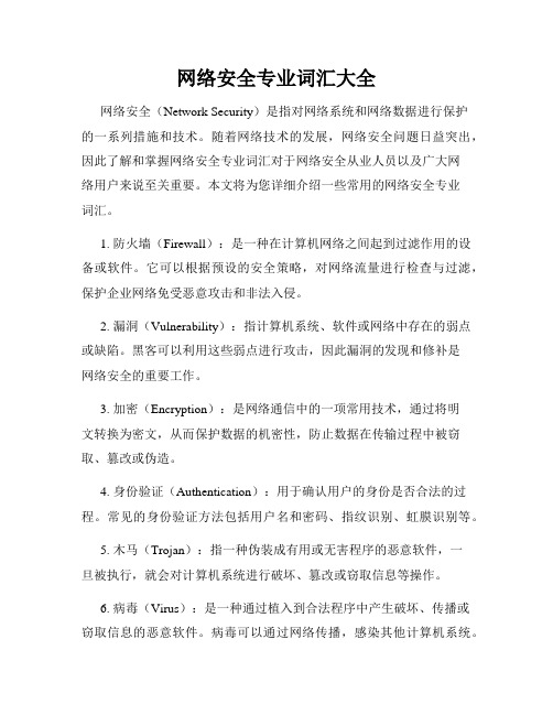 网络安全专业词汇大全