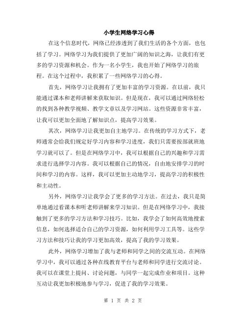 小学生网络学习心得