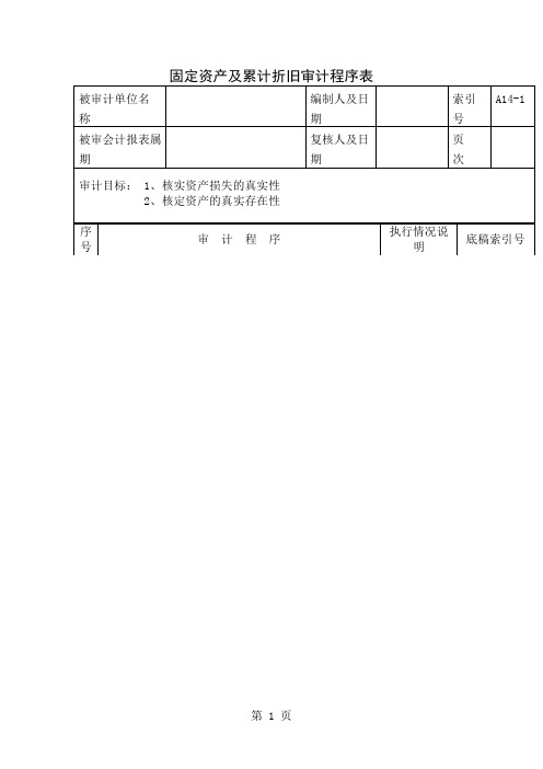 固定资产及累计折旧审计程序表word资料3页