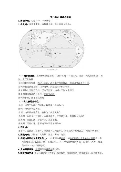 第三单元 海洋与陆地