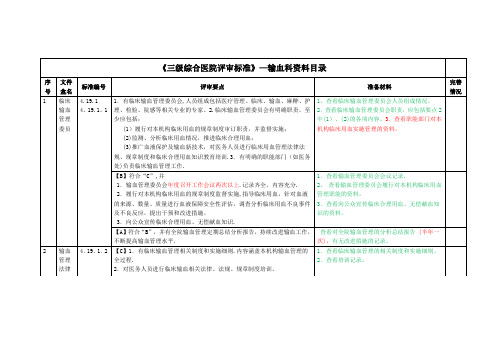 输血科三级综合医院评审标准