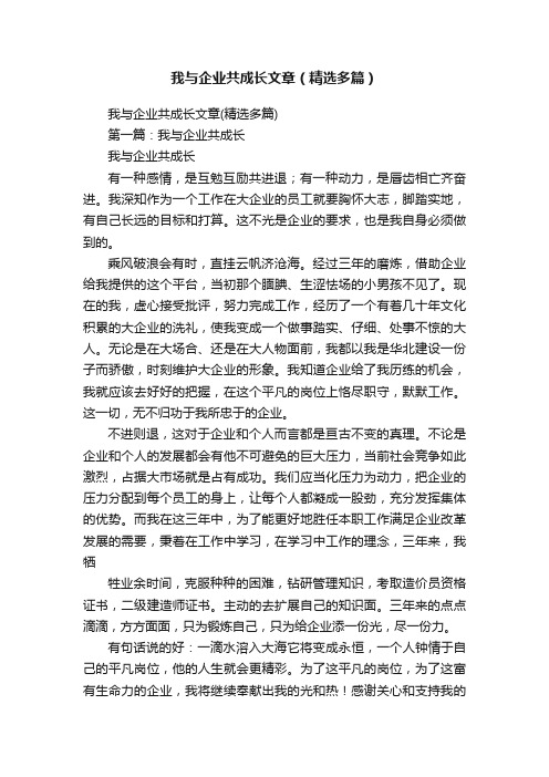 我与企业共成长文章（精选多篇）