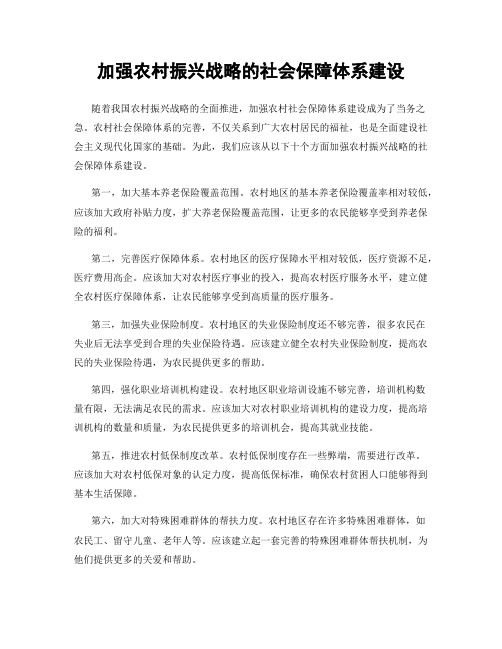 加强农村振兴战略的社会保障体系建设