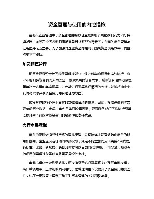 资金管理与使用的内控措施