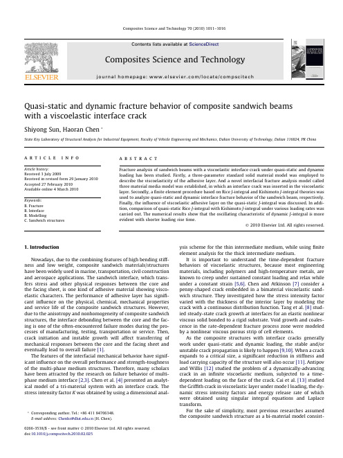 Quasi-static and dynamic fracture behavior of composite sandwich beams