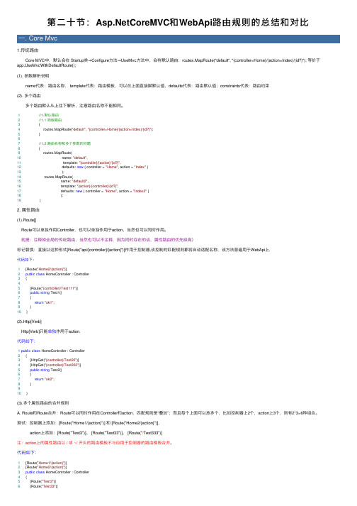 第二十节：Asp.NetCoreMVC和WebApi路由规则的总结和对比