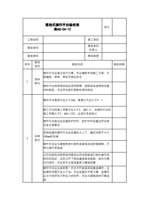 落地式操作平台验收表