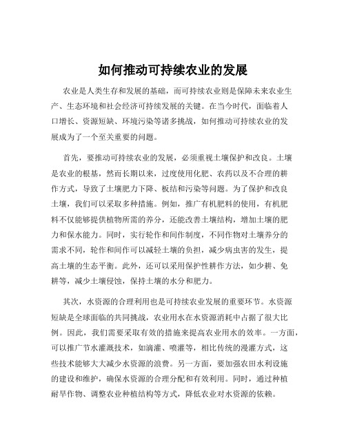 如何推动可持续农业的发展